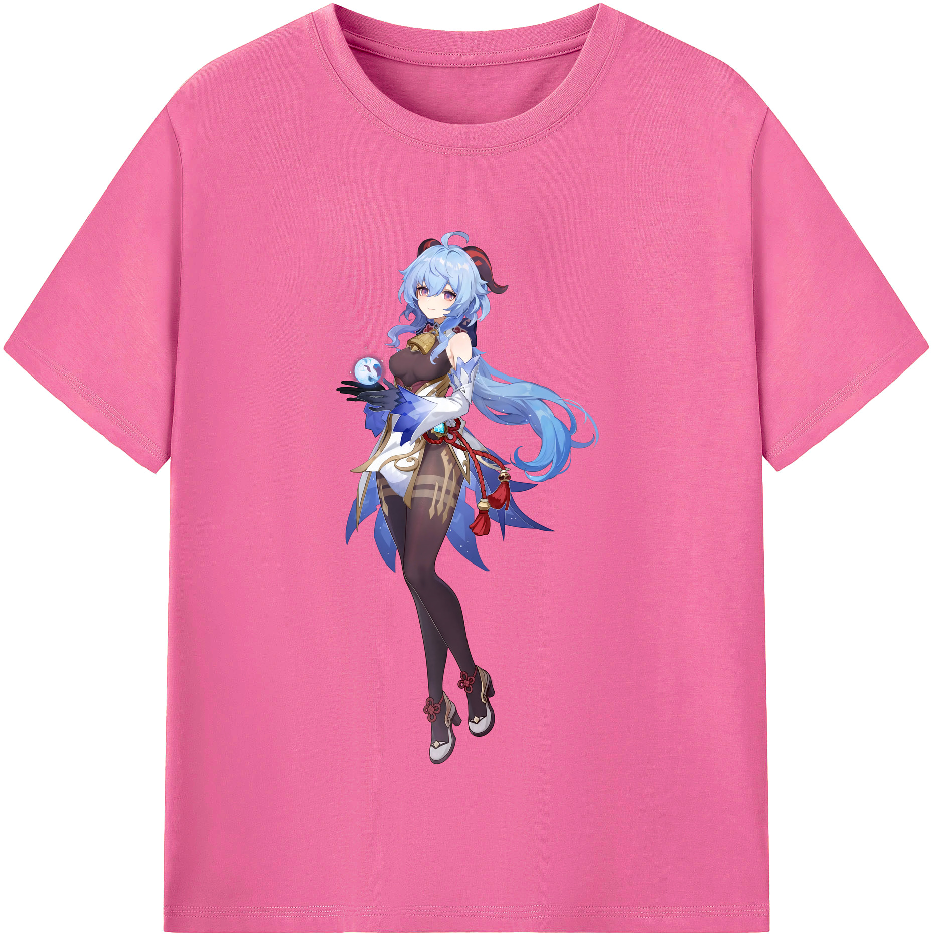 げんし神 甘雨 かんう genshin Ganyu レディースカジュアルプリントTシャツ（綿100％）